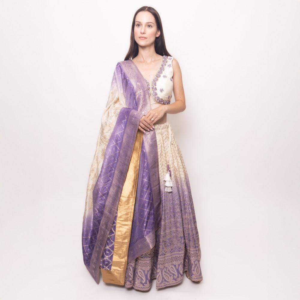 Lily Shaded Banarasi Silk Lehenga Choli Set - Raas
