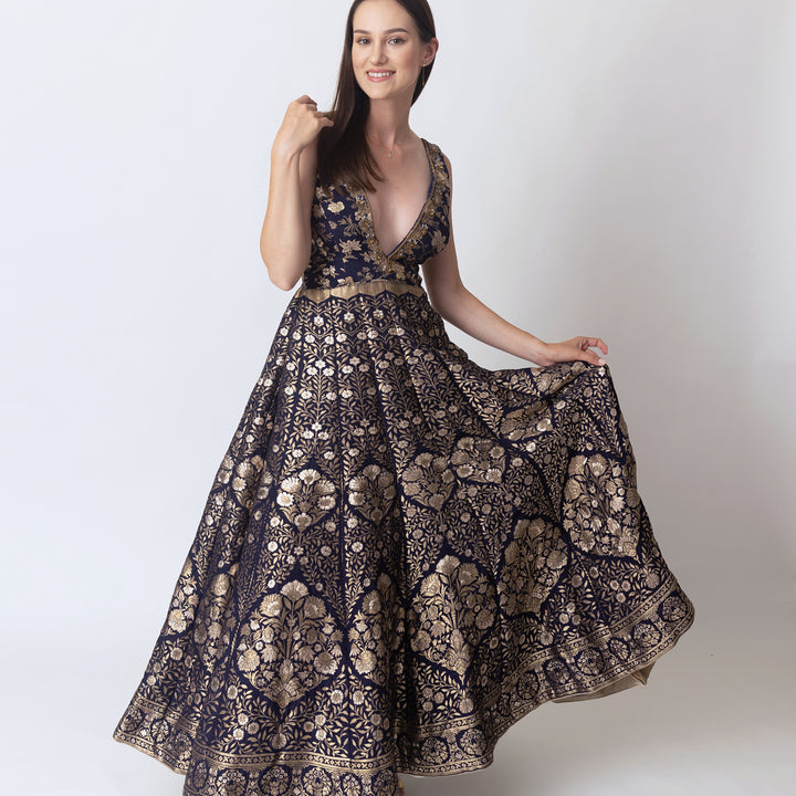 Alisha A-Line Gown with Hand Embroidery