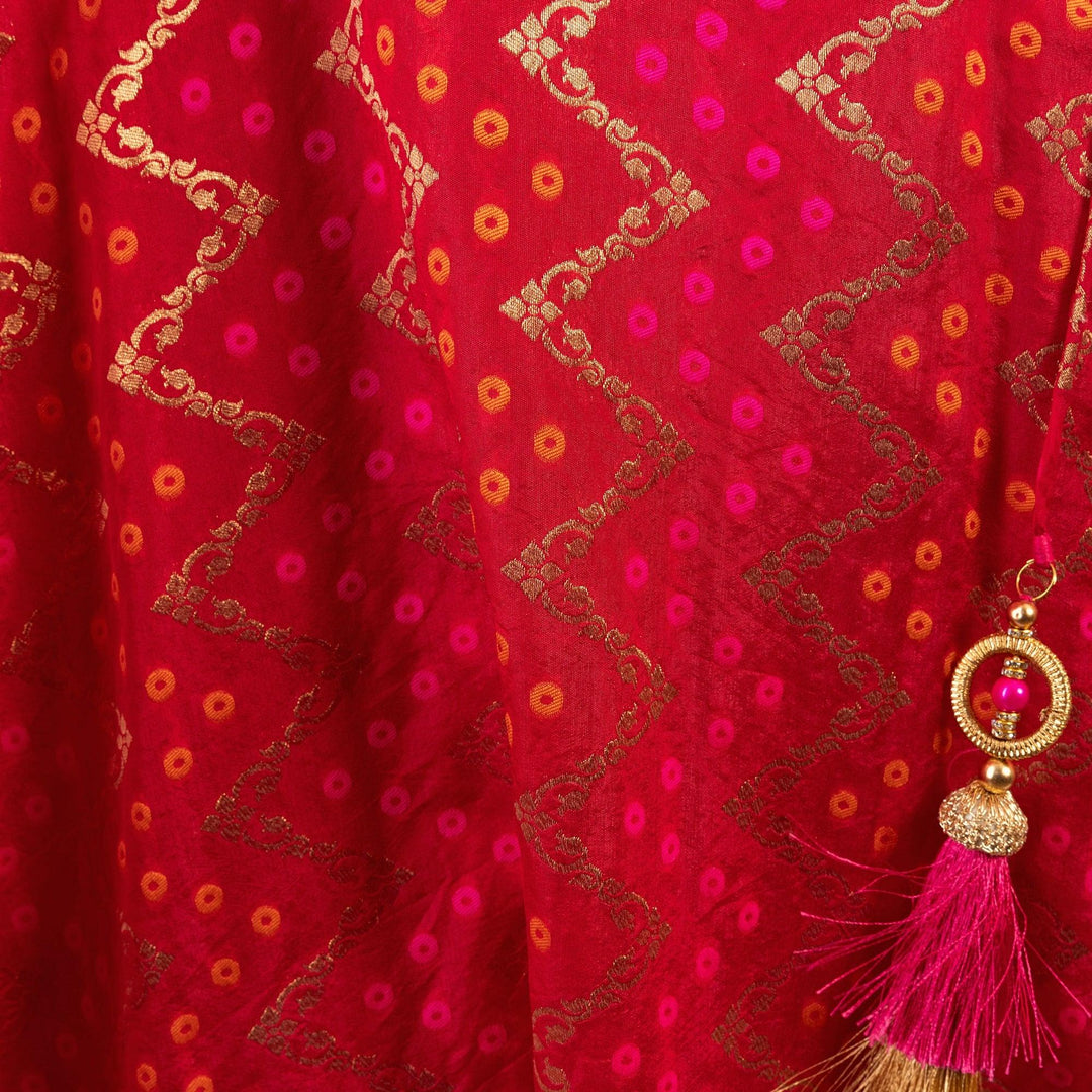 Lumi Red Chaniya Choli with Tie-Back Blouse - Raas