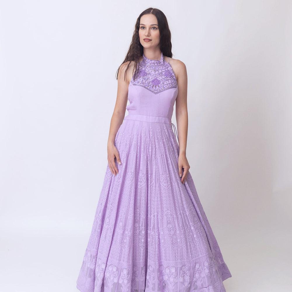 Maisa Lilac High Neck Gown - Raas