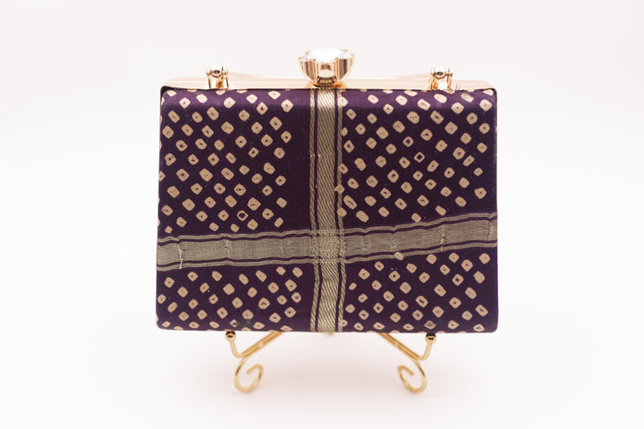 Maroon MONY CLUTCH with Gem Closure - Raas