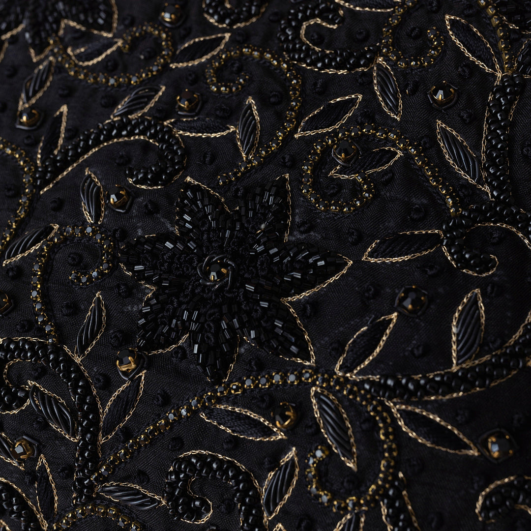 Mia Black Pre Stitched Saree with Hand Embroidered Blouse - Raas