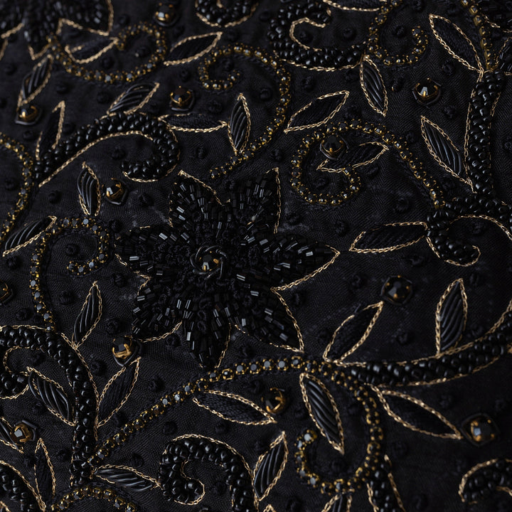 Mia Black Pre Stitched Saree with Hand Embroidered Blouse - Raas