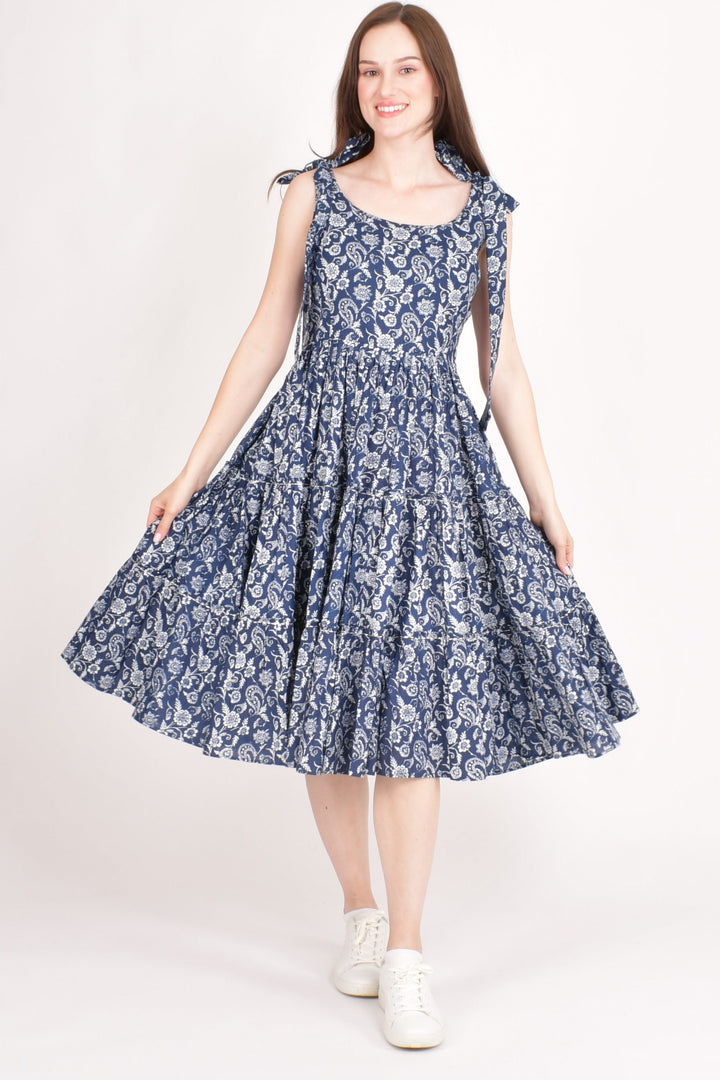 Mila Blue Tiered Midi Dress - Raas