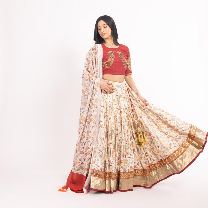 Milani Off White Lehenga Choli Set - Raas