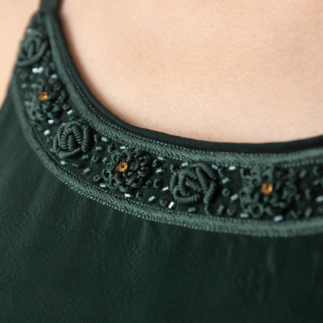 Mirena Green A-Line Long Dress - Raas