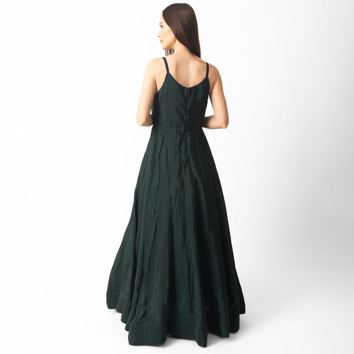 Mirena Green A-Line Long Dress - Raas