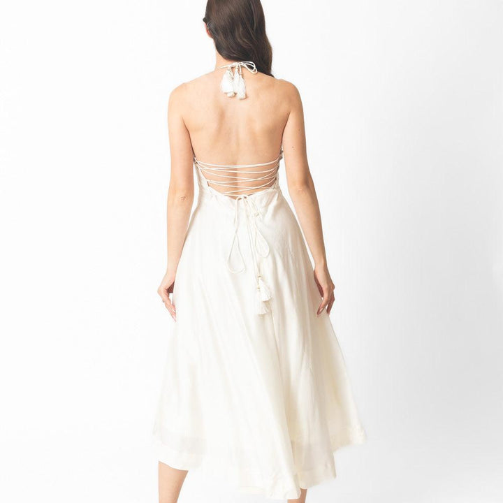 Mona Midi Off Shoulder Dress with Hand Embroidery - Raas