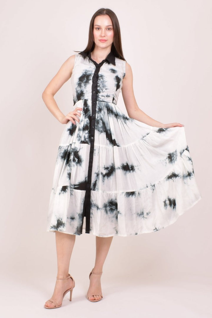 Monochrome Hand Tie Dye Midi Dress dresses RAAS