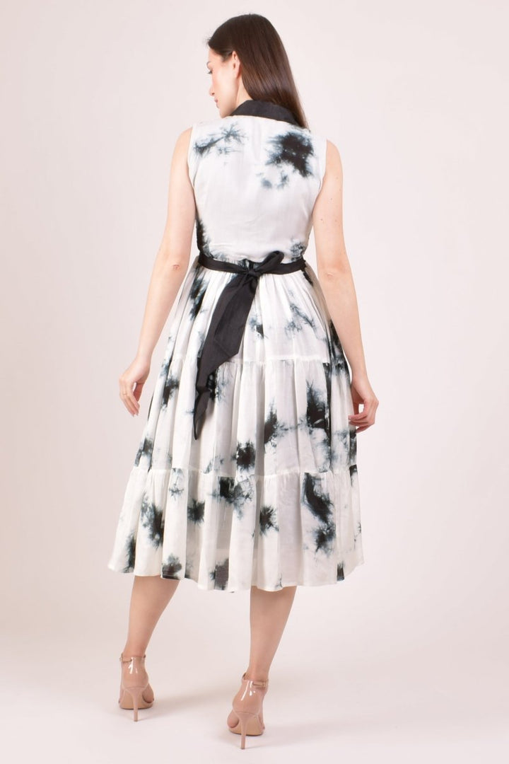 Monochrome Hand Tie Dye Midi Dress dresses RAAS