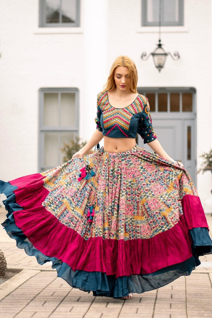 Multi - Color Embroidered Full Flare Chaniya Choli Set Chaniya choli RAAS