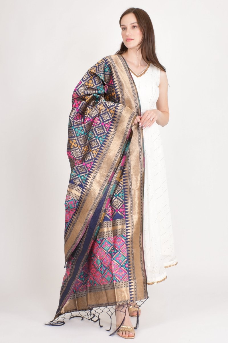 Multicolor Jacquard Dupatta With Tassels RAAS