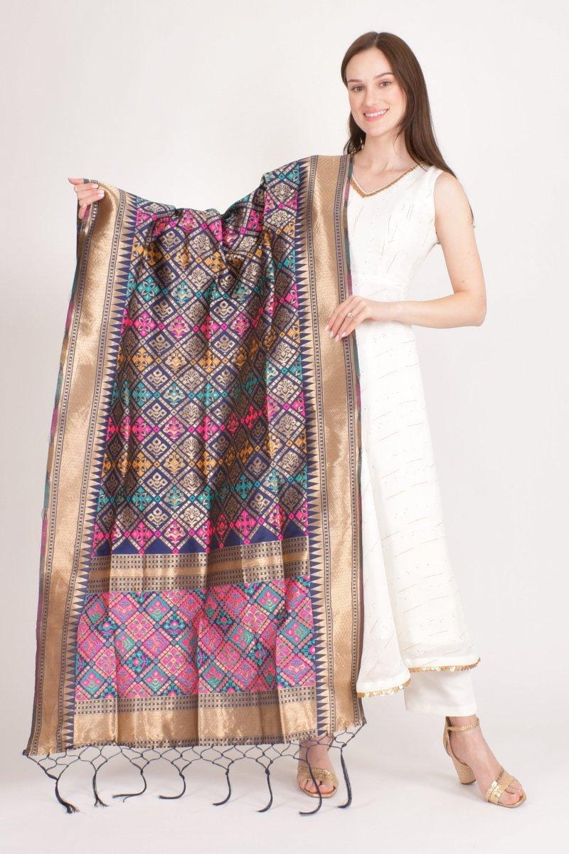 Multicolor Jacquard Dupatta With Tassels RAAS