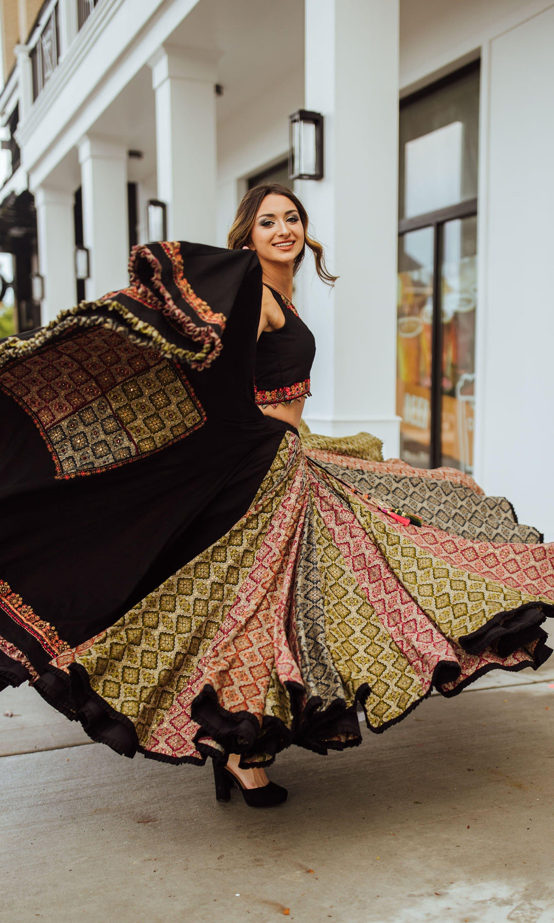 CC3660 full flare chaniya choli-[black_lehenga_choli]-[black_chaniya_choli]-[black_lehengas]