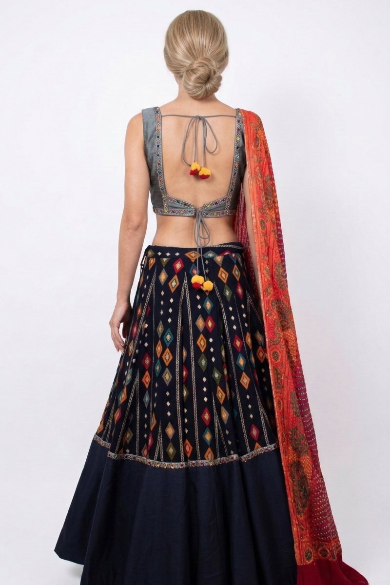 Navy Silk Lehenga Choli Set CHANIYA CHOLI RAAS