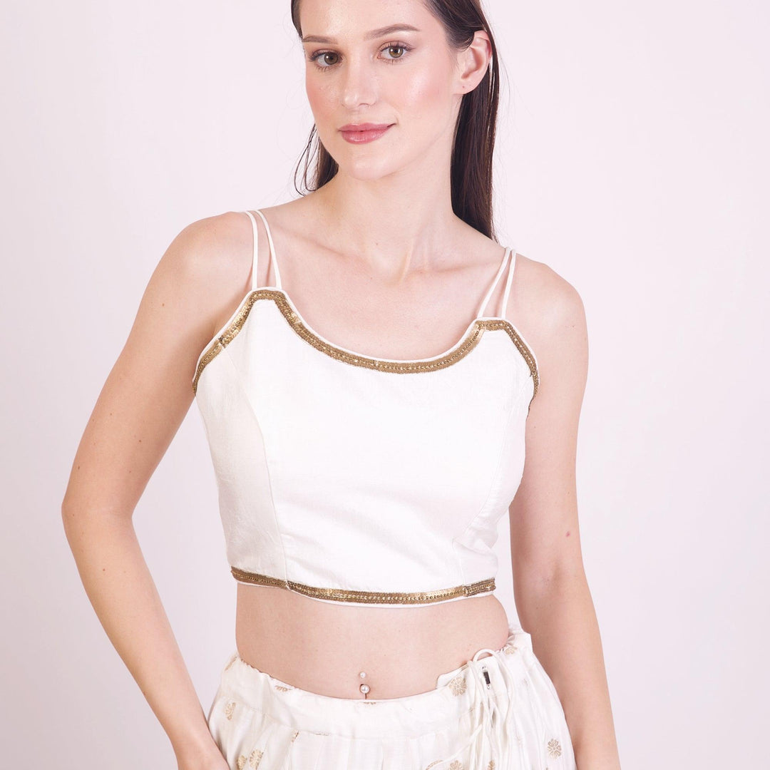 Neve Hand Embroidered White Blouse - Raas