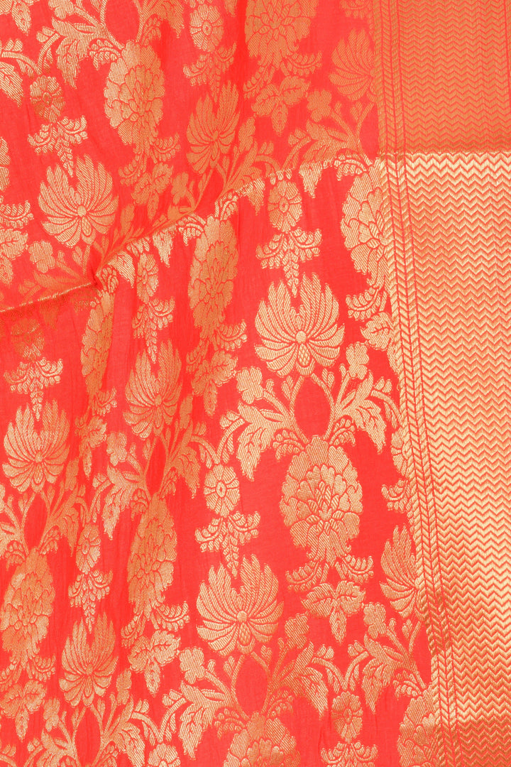 Nisha Orange Jacquard Dupatta - Raas