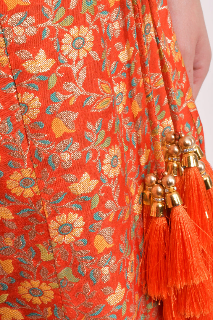 Orla Orange Brocade Lehenga Choli Set