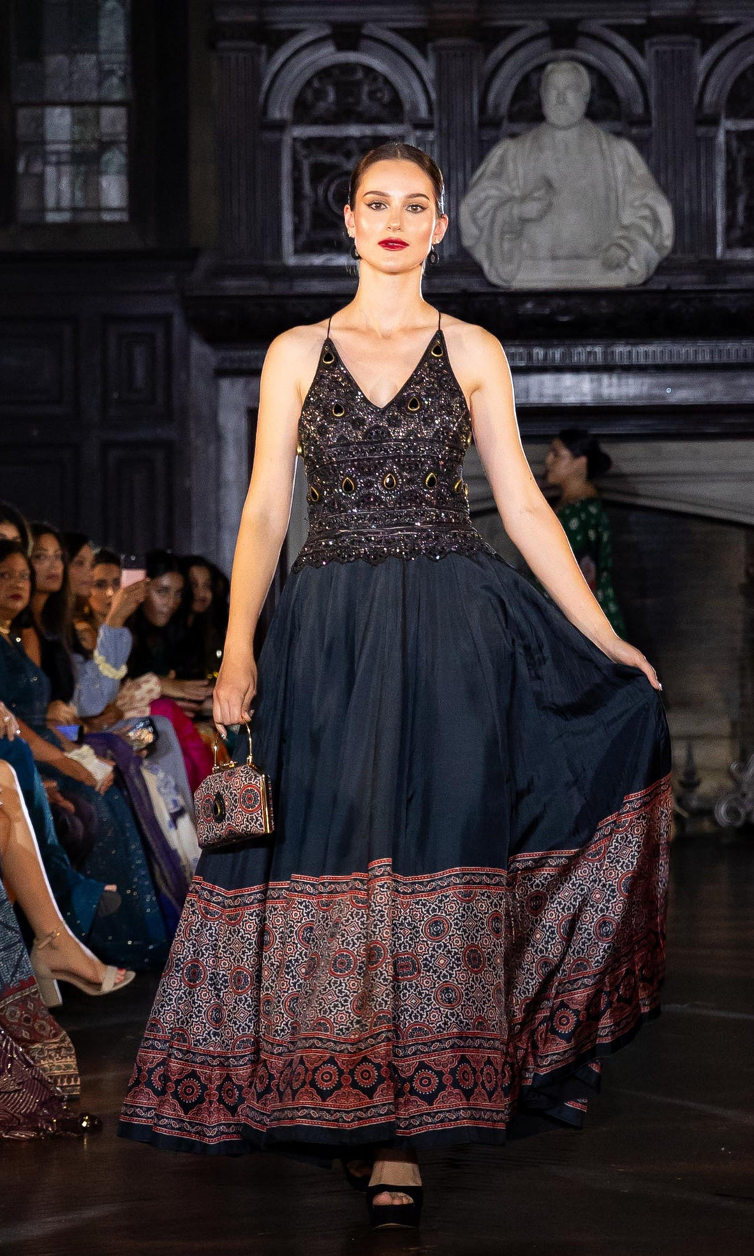 Patterened MAYA CLUTCH with Jewel Closure - Raas