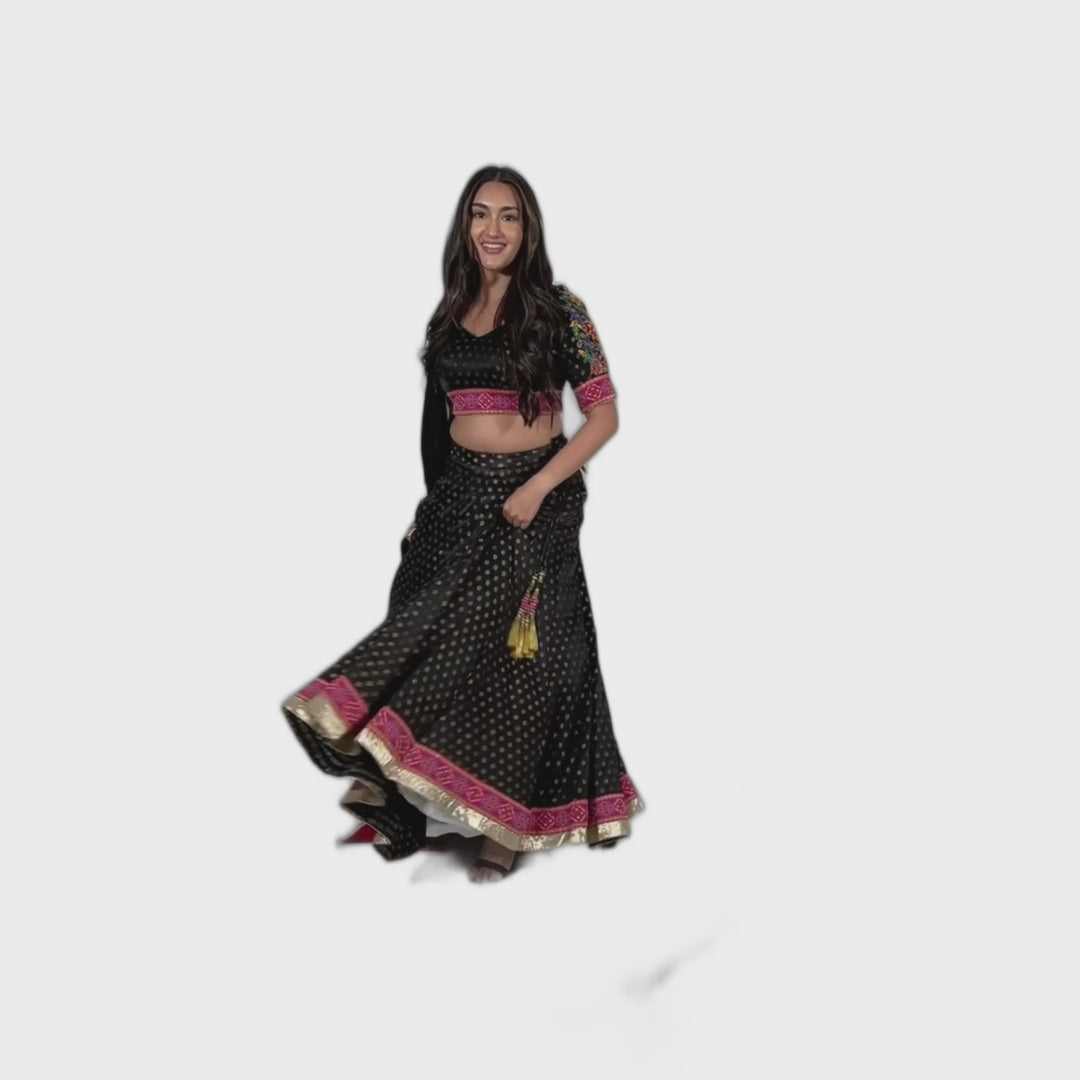 Black silk lehenga choli set