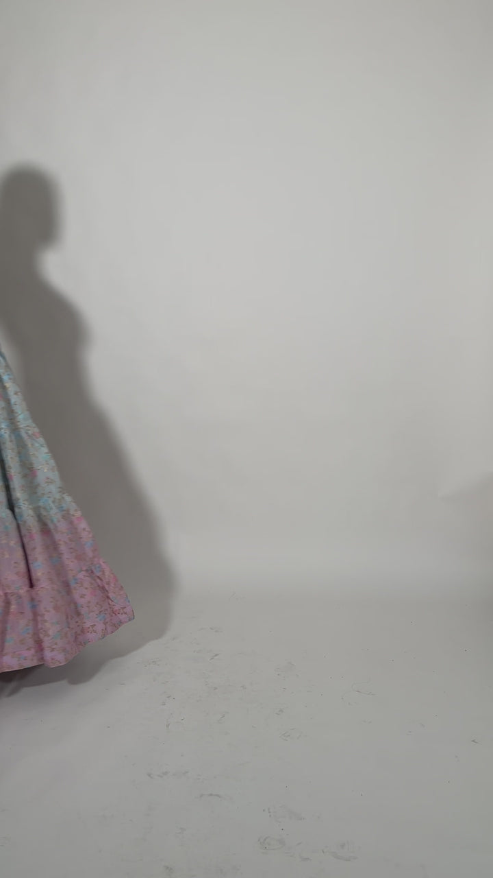 Bethany Banarasi silk Tie Dye Lehenga with Hand Embroidered Blouse