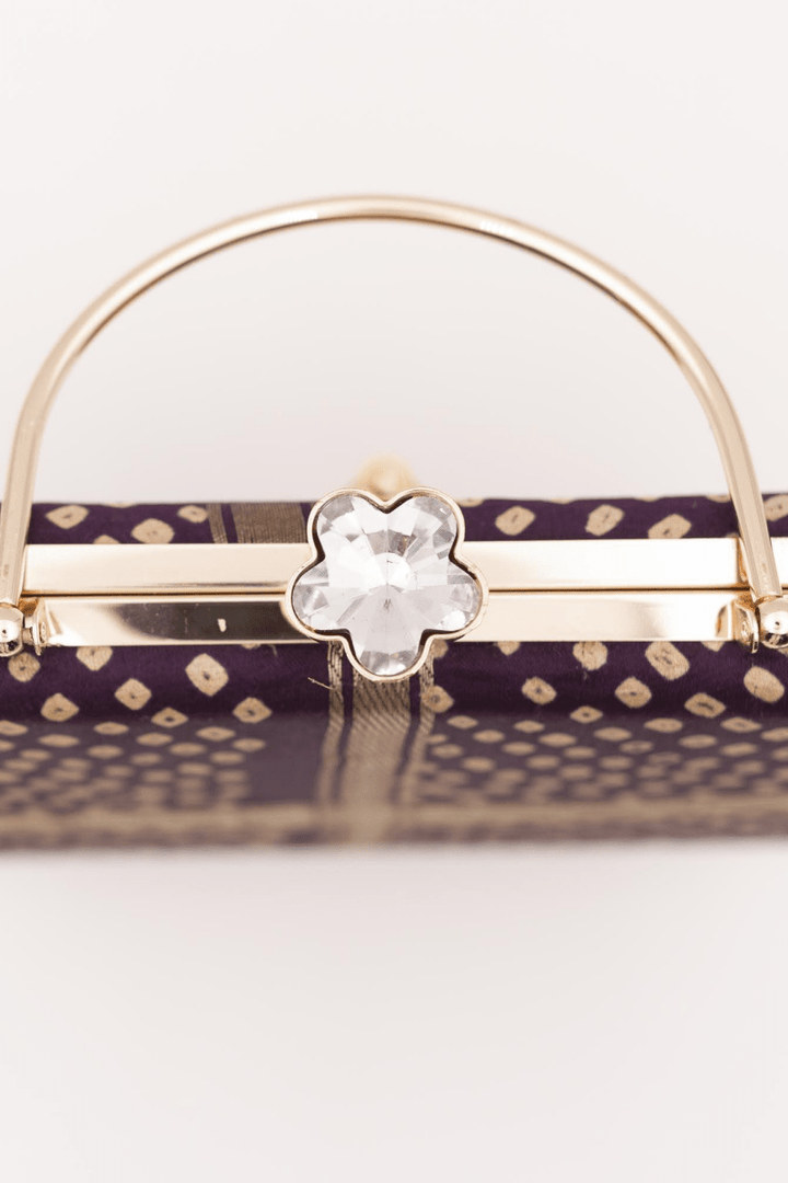 Purple Bandhej Silk Mony Clutch with Gold Chain BAGS RAAS