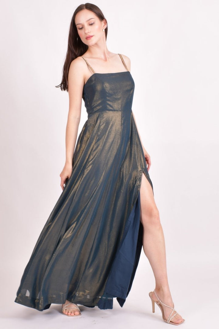 Raas - Adair Green Shimmer Saree Gown - ANARKALI & GOWN USA