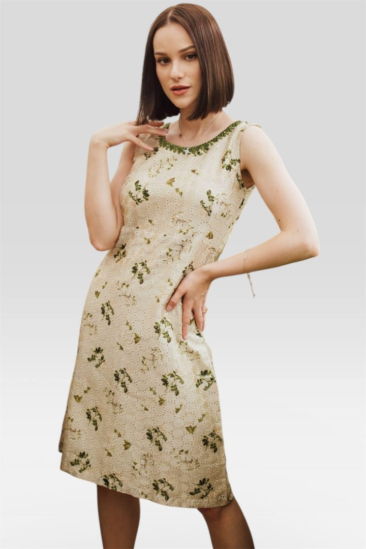 Raas - Ardani Silk Midi Dress with Eyelet Embroidery - dresses USA