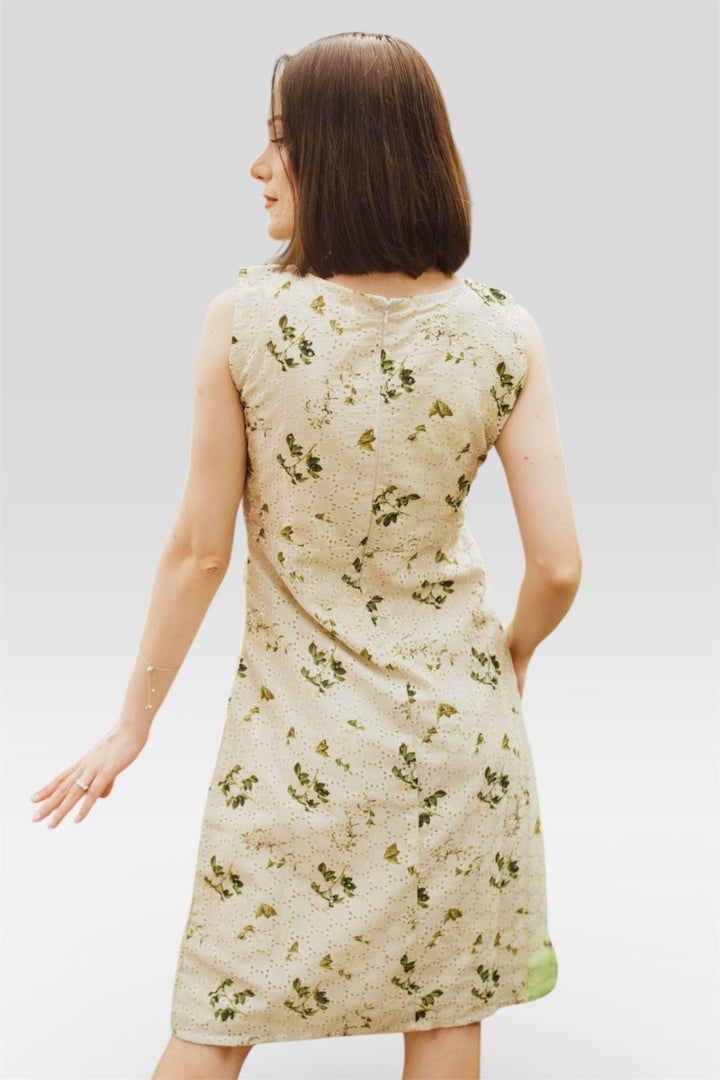 Raas - Ardani Silk Midi Dress with Eyelet Embroidery - dresses USA