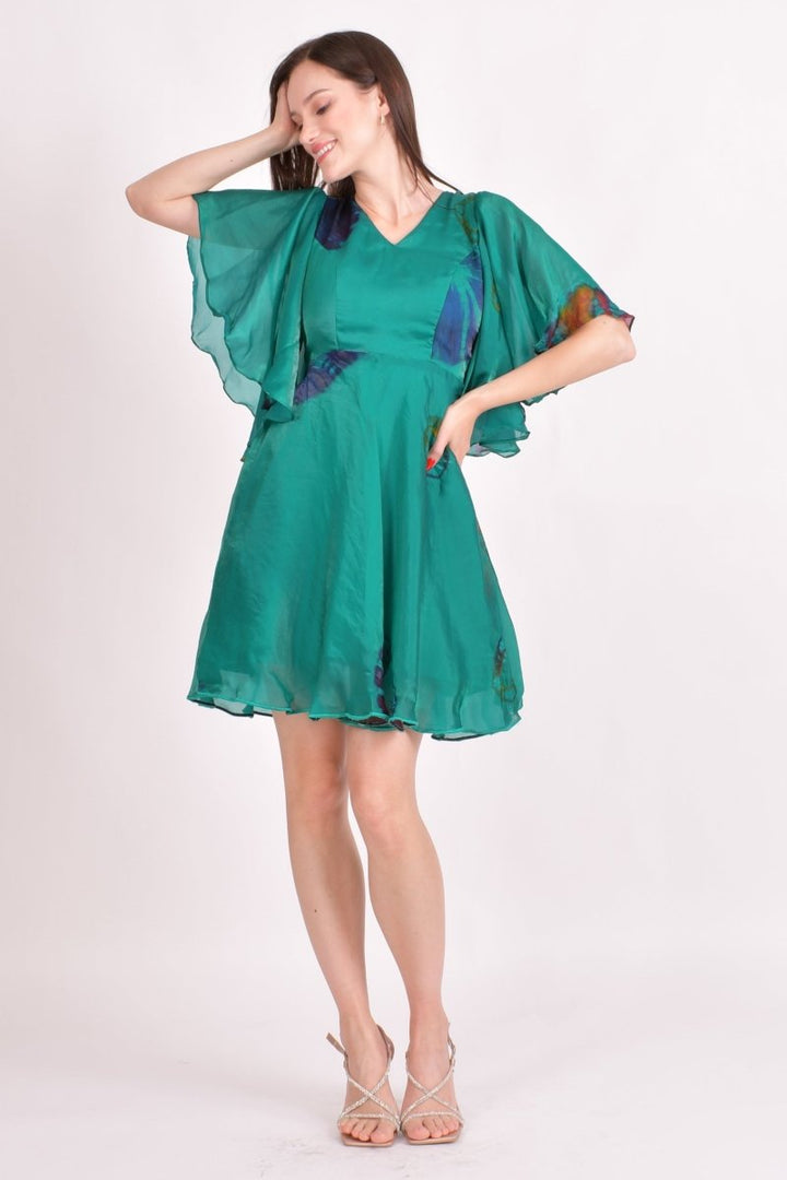 Raas - Belize Hand Tie Dye Green Mini Dress - dresses USA