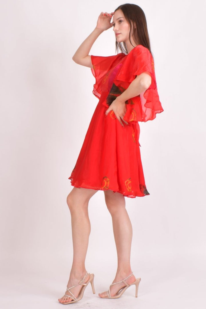 Raas - Biha Hand Tie Dye Red Mini Dress - dresses USA