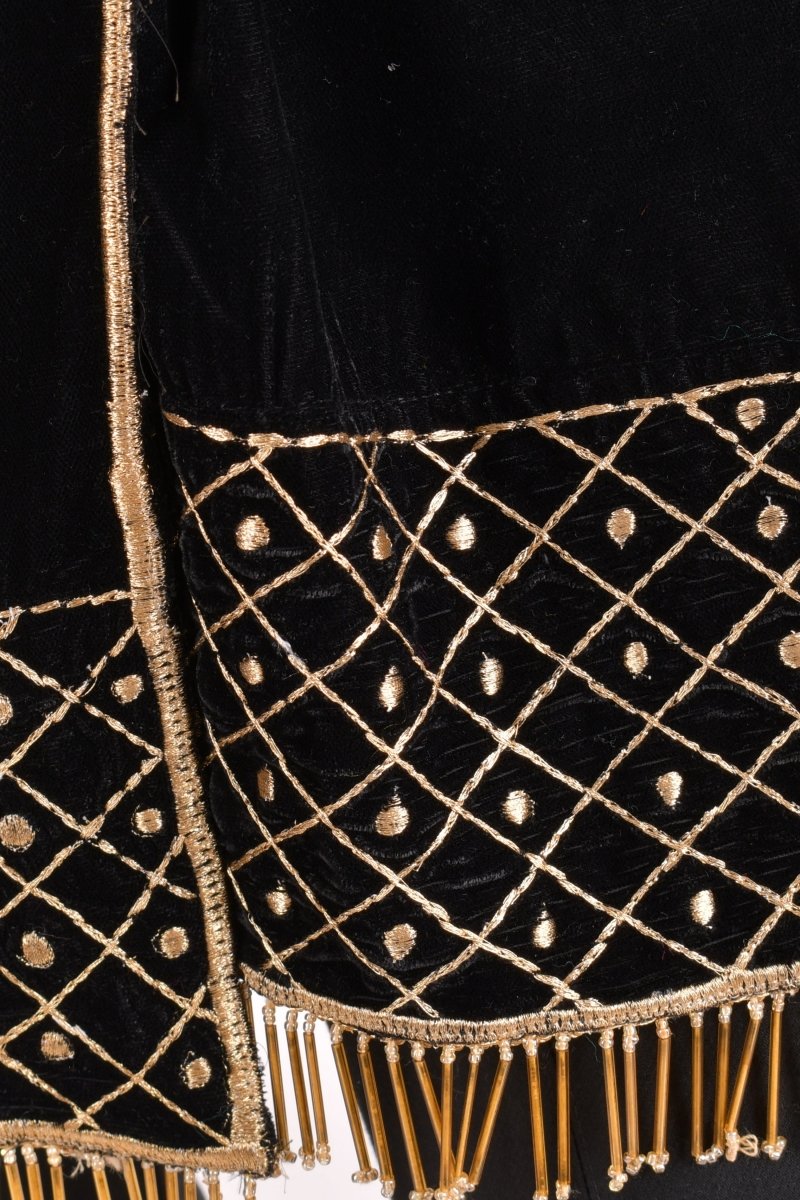 Black Hand Embroidered Velvet Scarf scarves & stoles RAAS