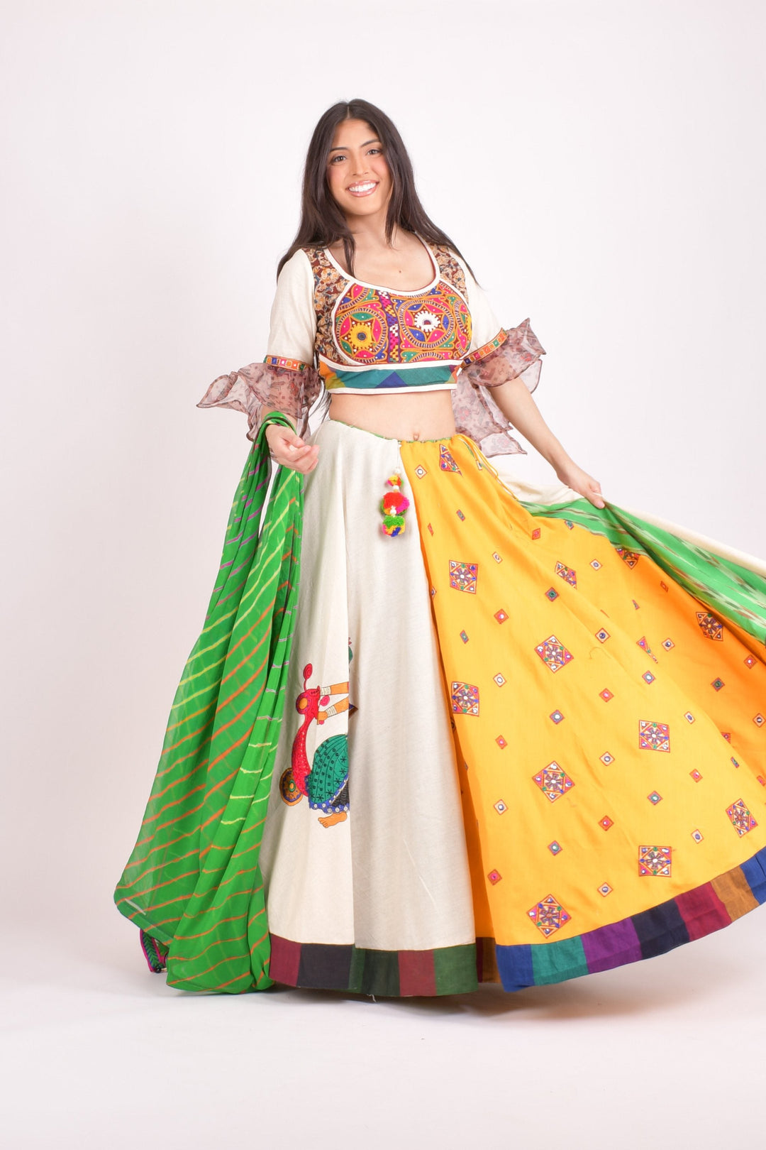 Raas - CHANIYA CHOLI USA - Multi color cotton layered chaniya choli set