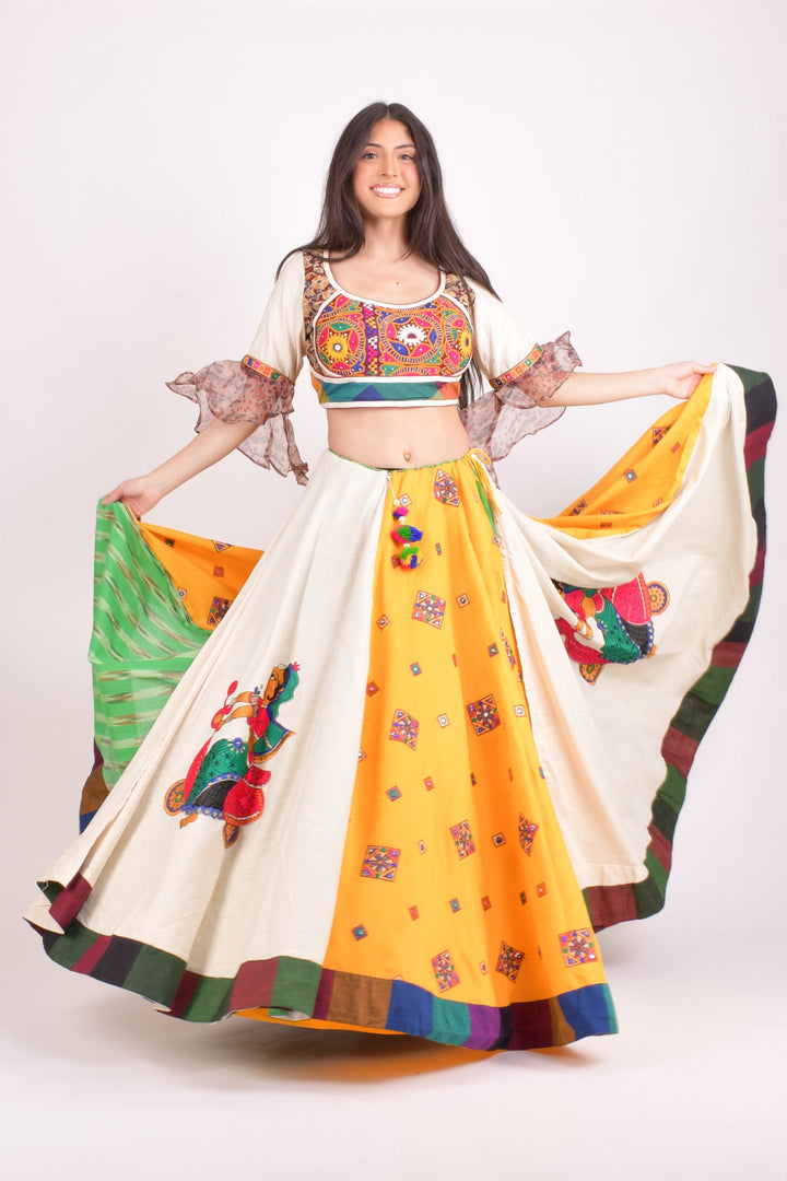 Raas - CHANIYA CHOLI USA - Multi color cotton layered chaniya choli set