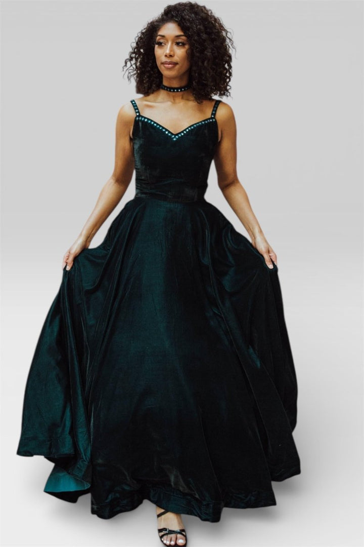 Raas - Giada Teal A - Line Gown - ANARKALI & GOWN USA