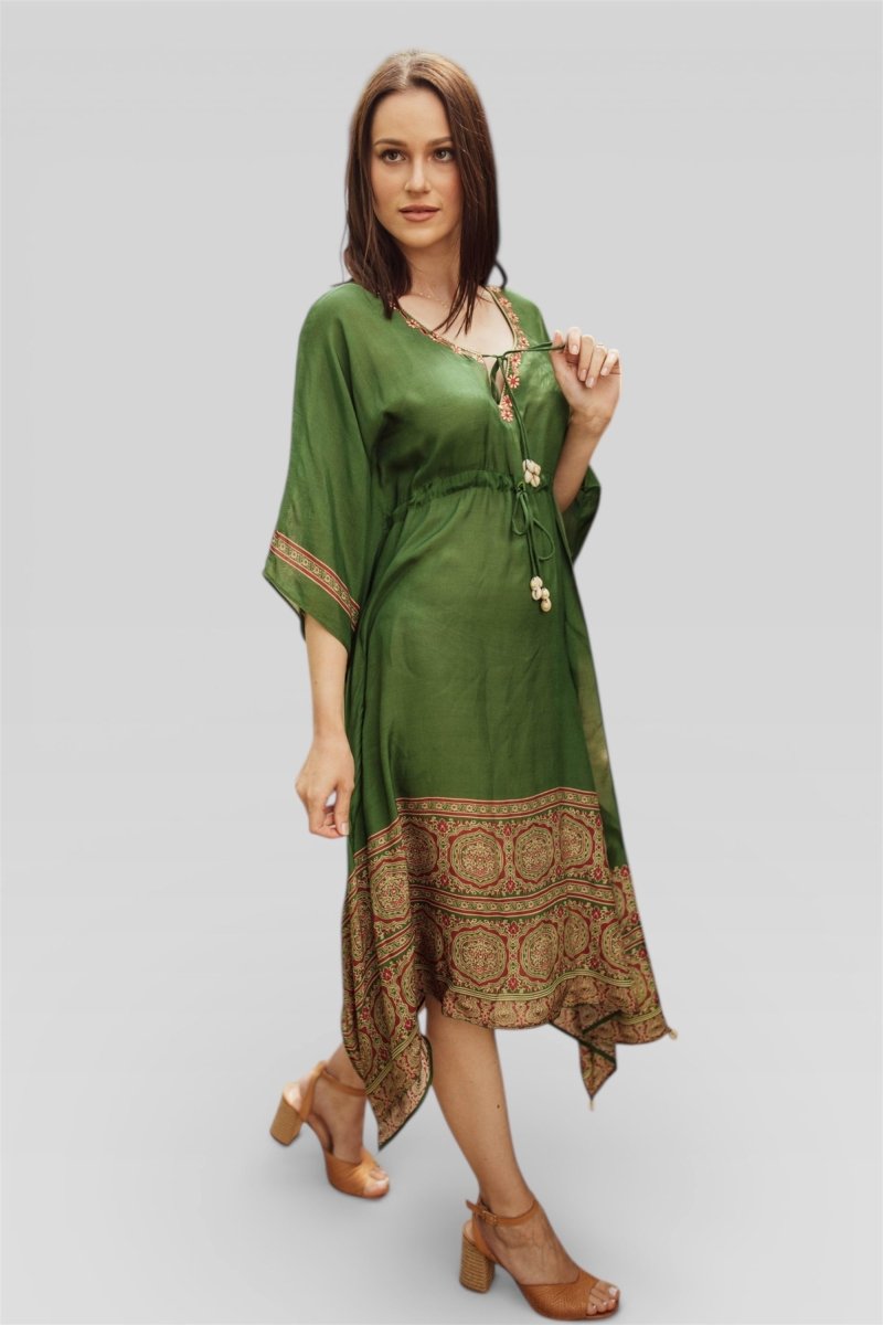 Raas - Gina Embroidered Green Kaftan - KAFTAN USA