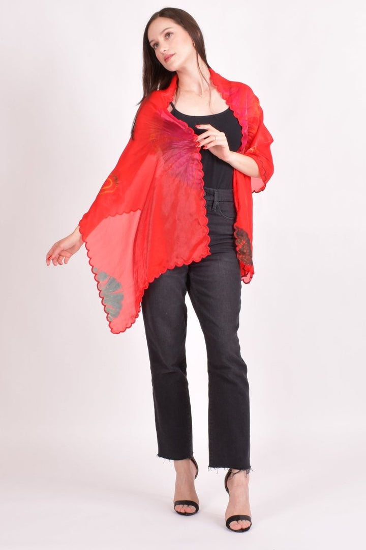 Raas - Hyatt Hand Tie Dye Red Scarf - scarves & stoles USA