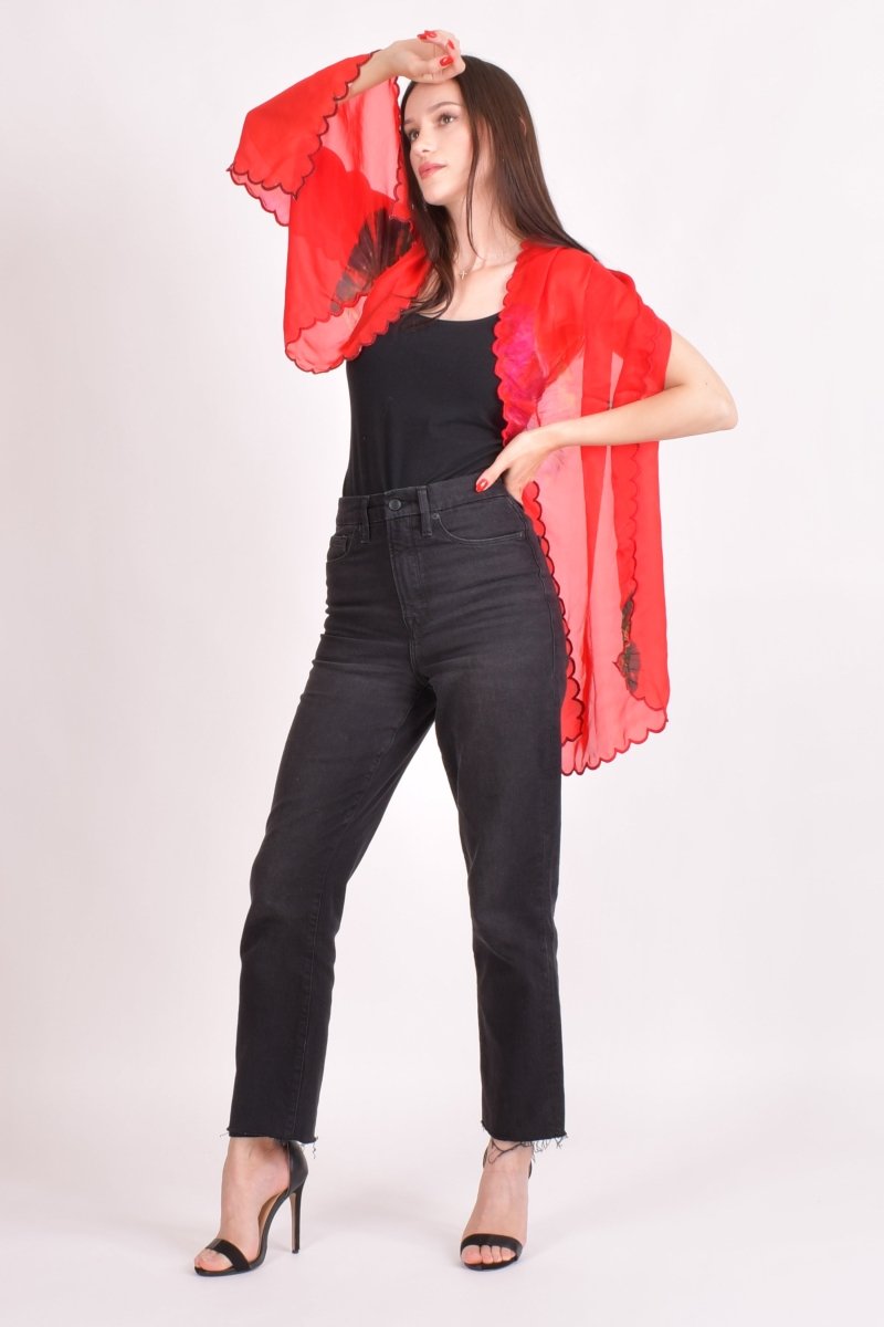 Raas - Hyatt Hand Tie Dye Red Scarf - scarves & stoles USA