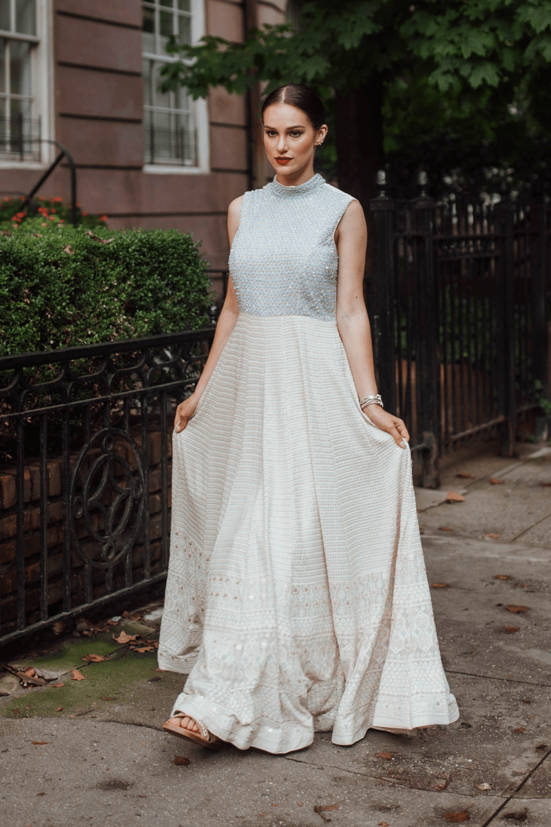 Raas - Manya Beige Gown Hand Embroidery - dresses USA