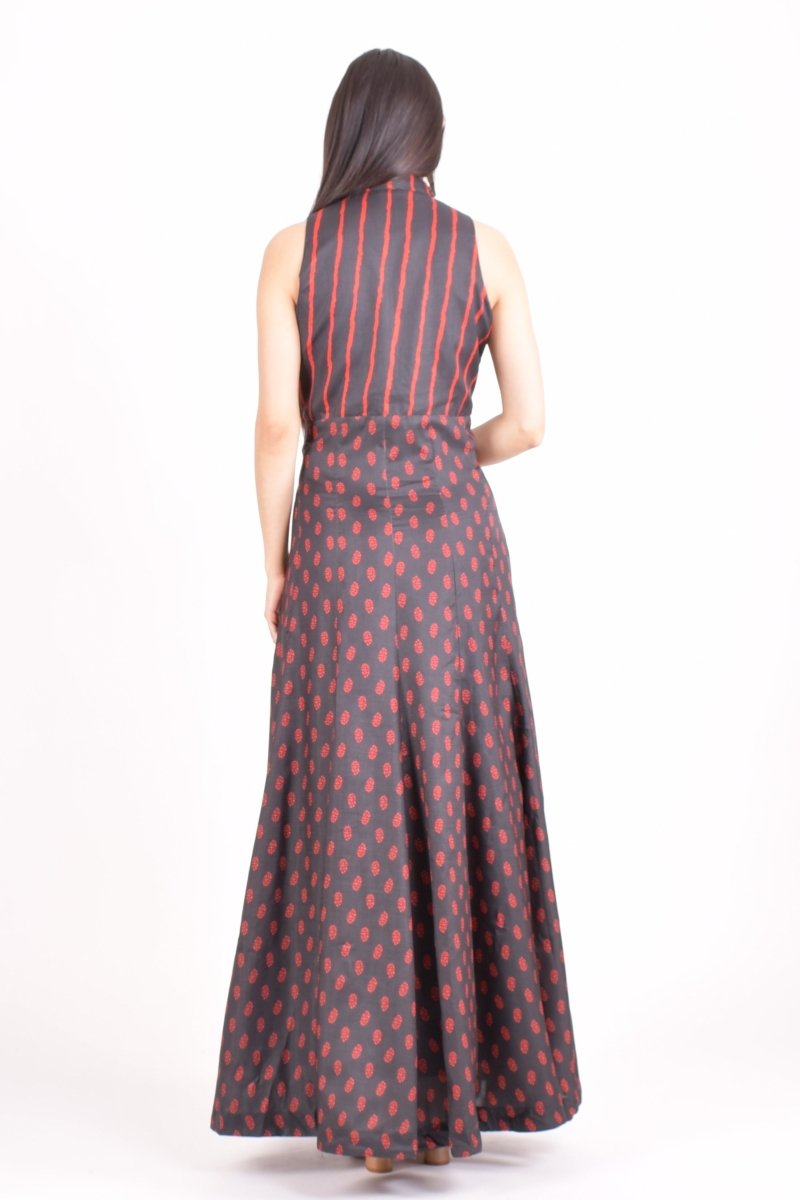 Raas - Meher Ajrakh Collared Maxi Dress - ANARKALI & GOWN USA