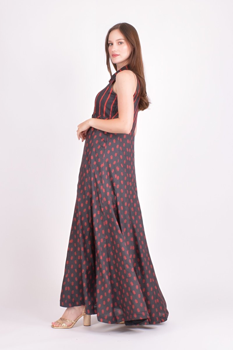 Raas - Meher Ajrakh Collared Maxi Dress - ANARKALI & GOWN USA