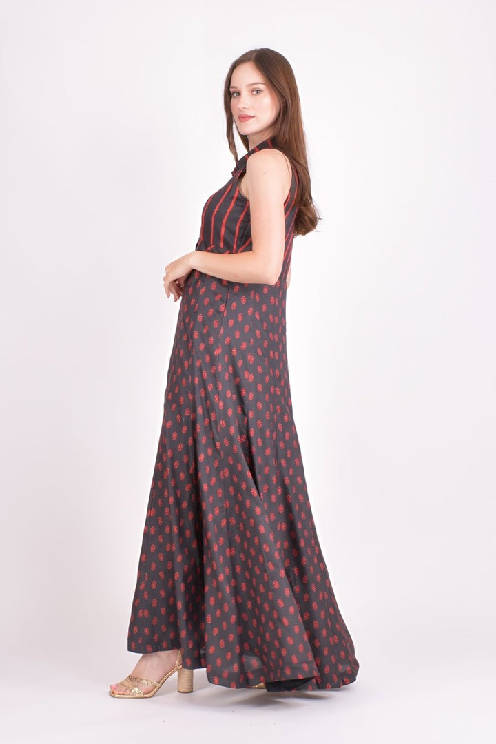 Raas - Meher Ajrakh Collared Maxi Dress - ANARKALI & GOWN USA
