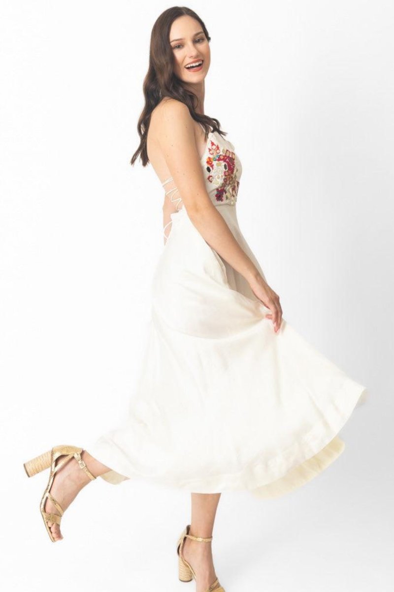 Raas - Mona Midi Off Shoulder Dress with Hand Embroidery - dresses USA