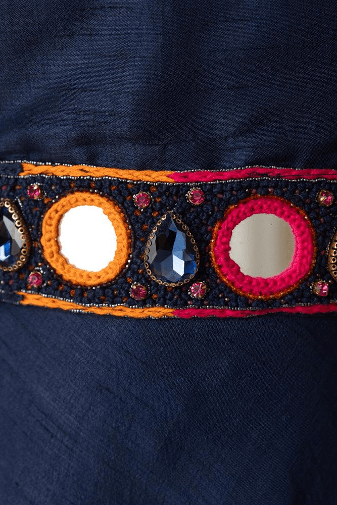 Raas - Nina Blue Short Dress with Embroidered Belt - dresses USA