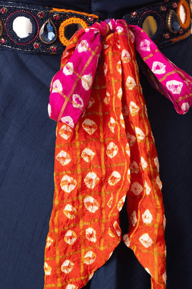 Raas - Nina Blue Short Dress with Embroidered Belt - dresses USA