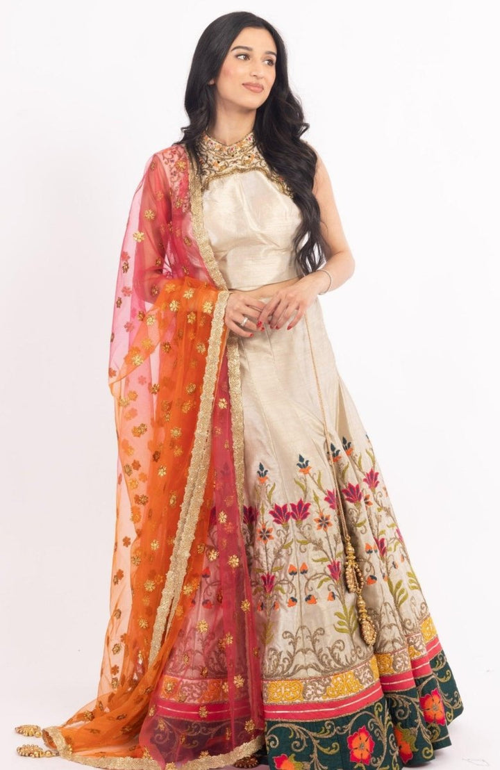 Raas - Oli Beige Chaniya Choli Sequins Embroidered - Chaniya choli USA