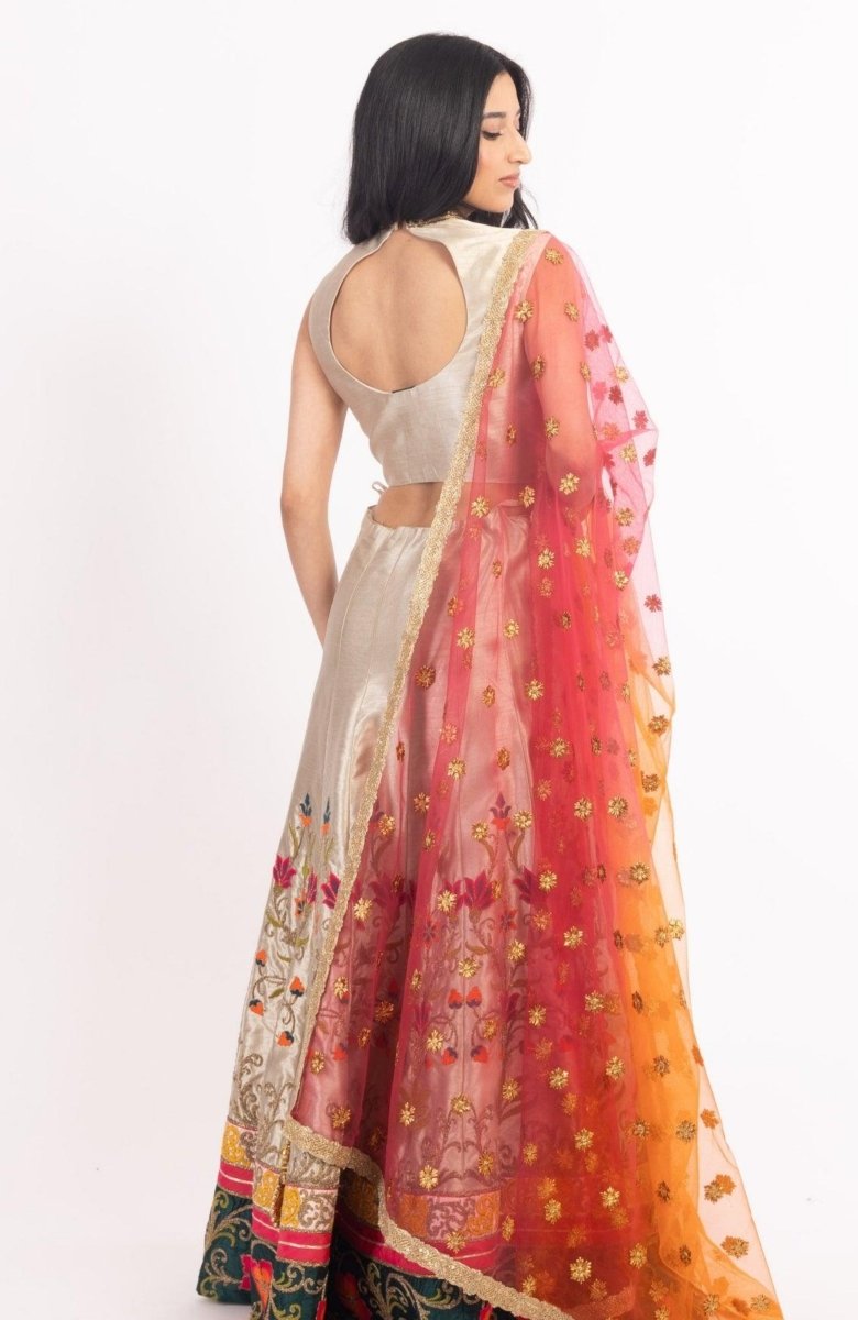 Raas - Oli Beige Chaniya Choli Sequins Embroidered - Chaniya choli USA