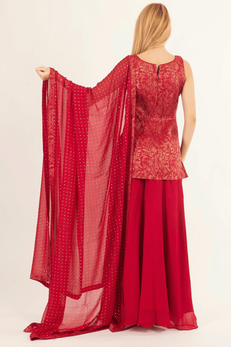 Raas - Rosavelle Red Salwar Kameez Set - ANARKALI & GOWN USA