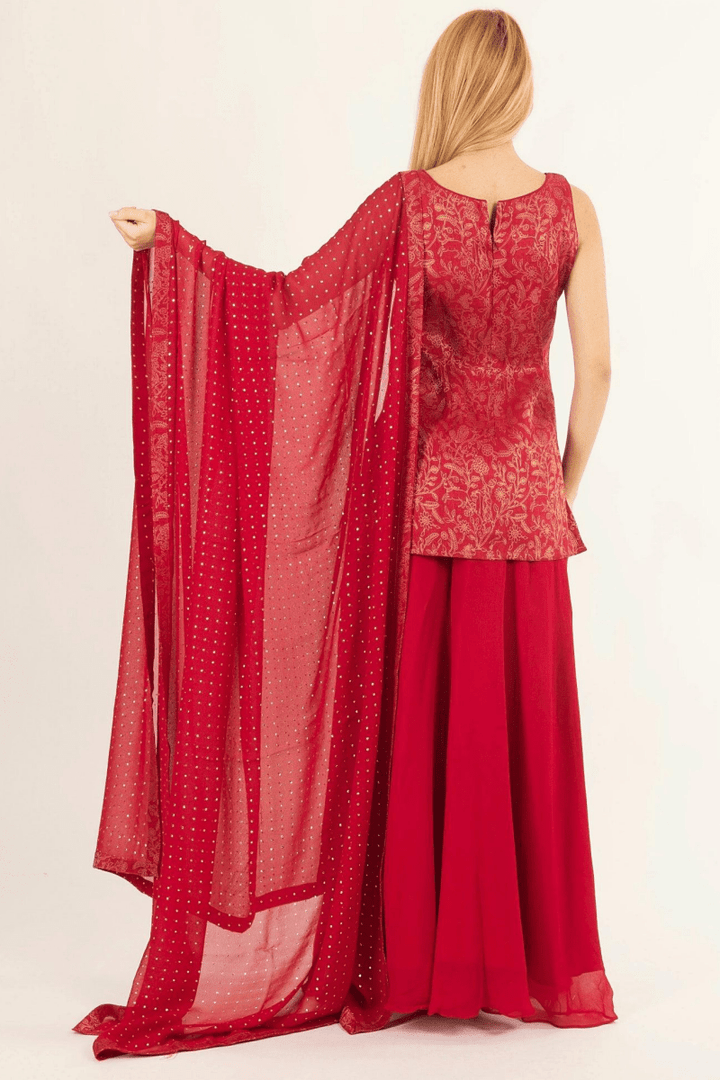 Raas - Rosavelle Red Salwar Kameez Set - ANARKALI & GOWN USA