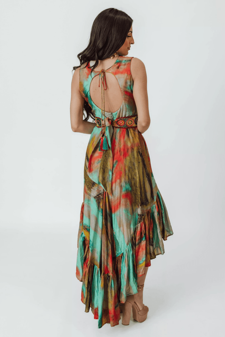 Raas - Tezza Multicolor High Low Dress with Belt - dresses USA